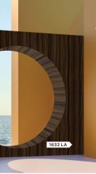 Brown wood grain laminate with textured finish and circular design element, showcasing wood pattern and thickness label 1632