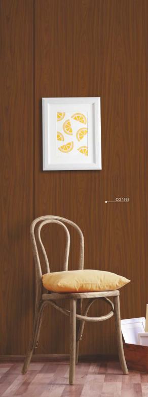 Brown wood grain laminate texture with visible grain pattern and texture finish on wall surface and floor in room setting
