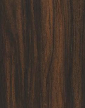 Brown wood grain laminate with textured finish and dark streaks, showing natural wood pattern and subtle sheen variation.