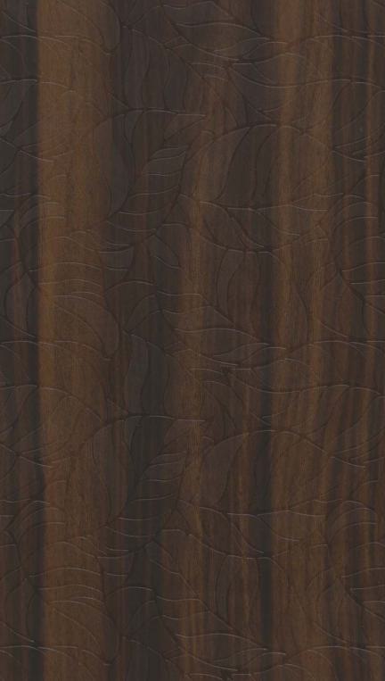 Brown wood grain laminate with textured finish and embossed pattern, showing wood-like appearance and subtle sheen variation.