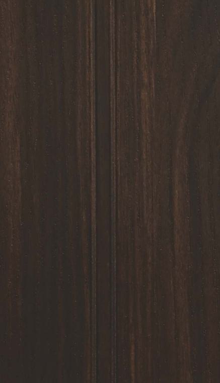 Brown wood grain laminate with textured finish and dark brown vertical stripes, showing wood pattern and texture details.