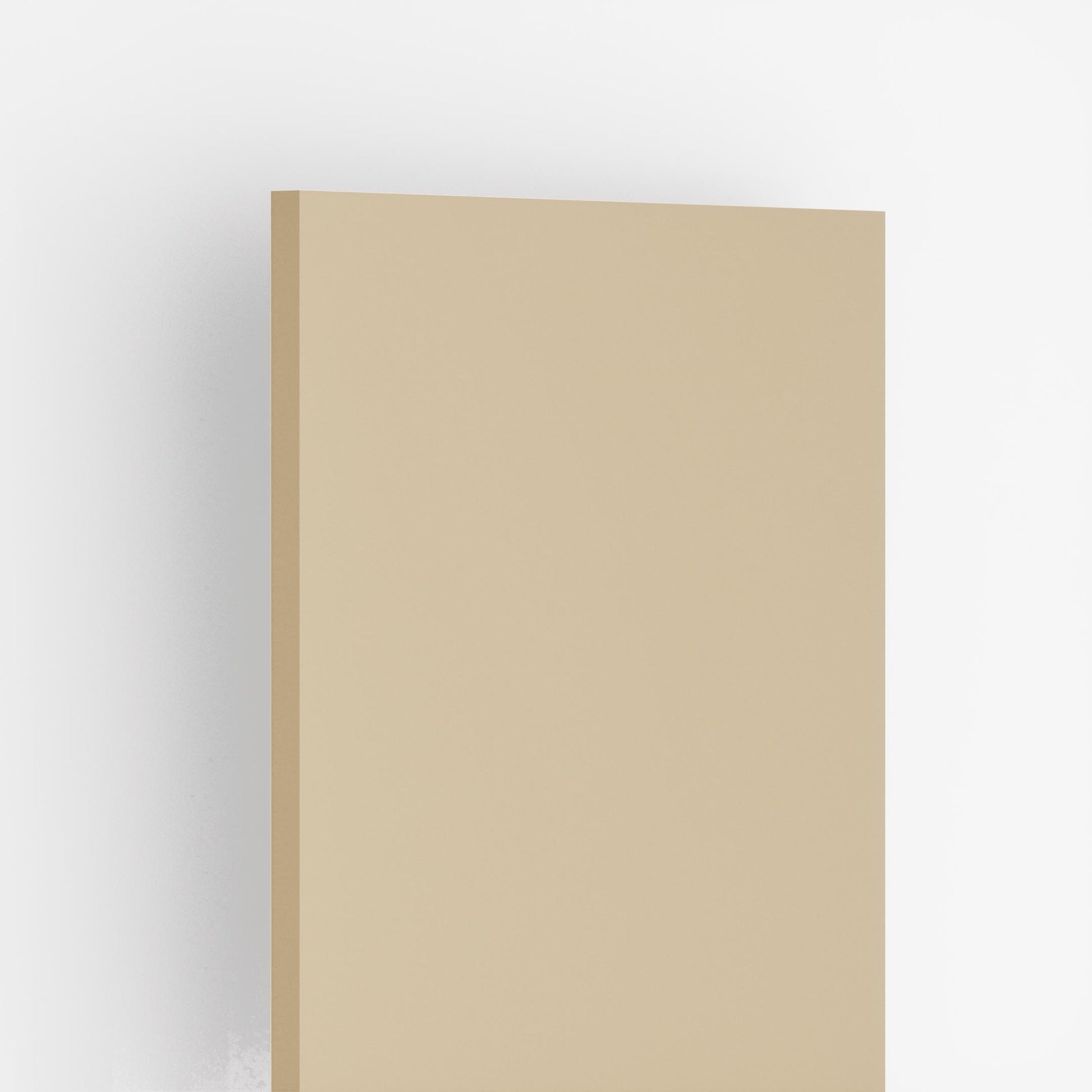 Golden yellow plain laminate with suede finish showing smooth texture and edge view