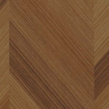Brown wood laminate with herringbone pattern and wood grain texture, suede finish, showing diagonal chevron design.