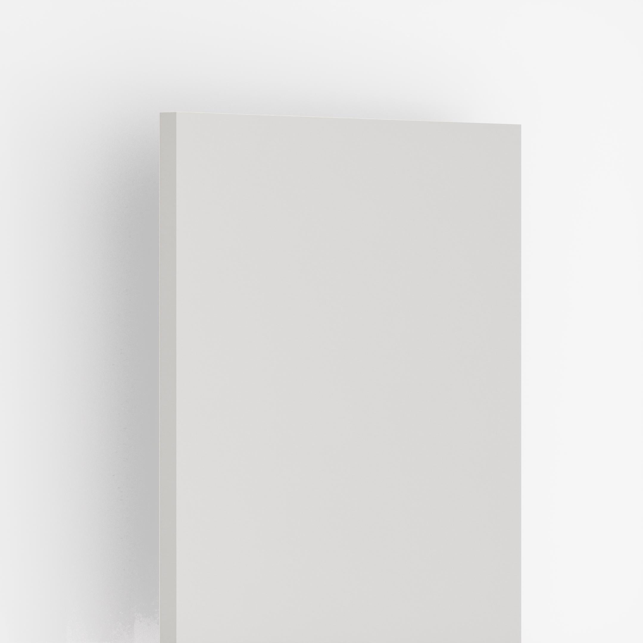White plain laminate with suede finish showing edge and surface texture