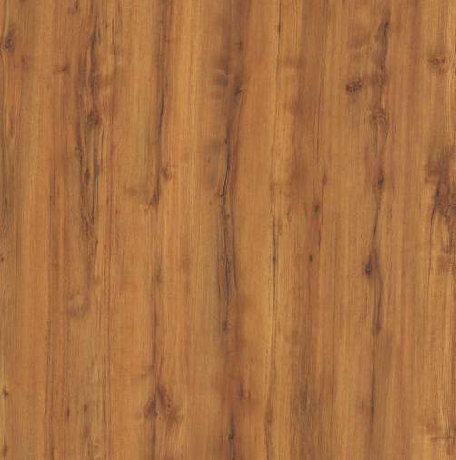 Brown wood grain laminate with textured finish and visible wood pattern and knots