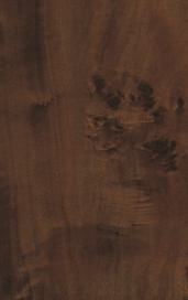 Brown wooden laminate with suede finish and wood grain texture, displaying natural knots and dark brown variations.