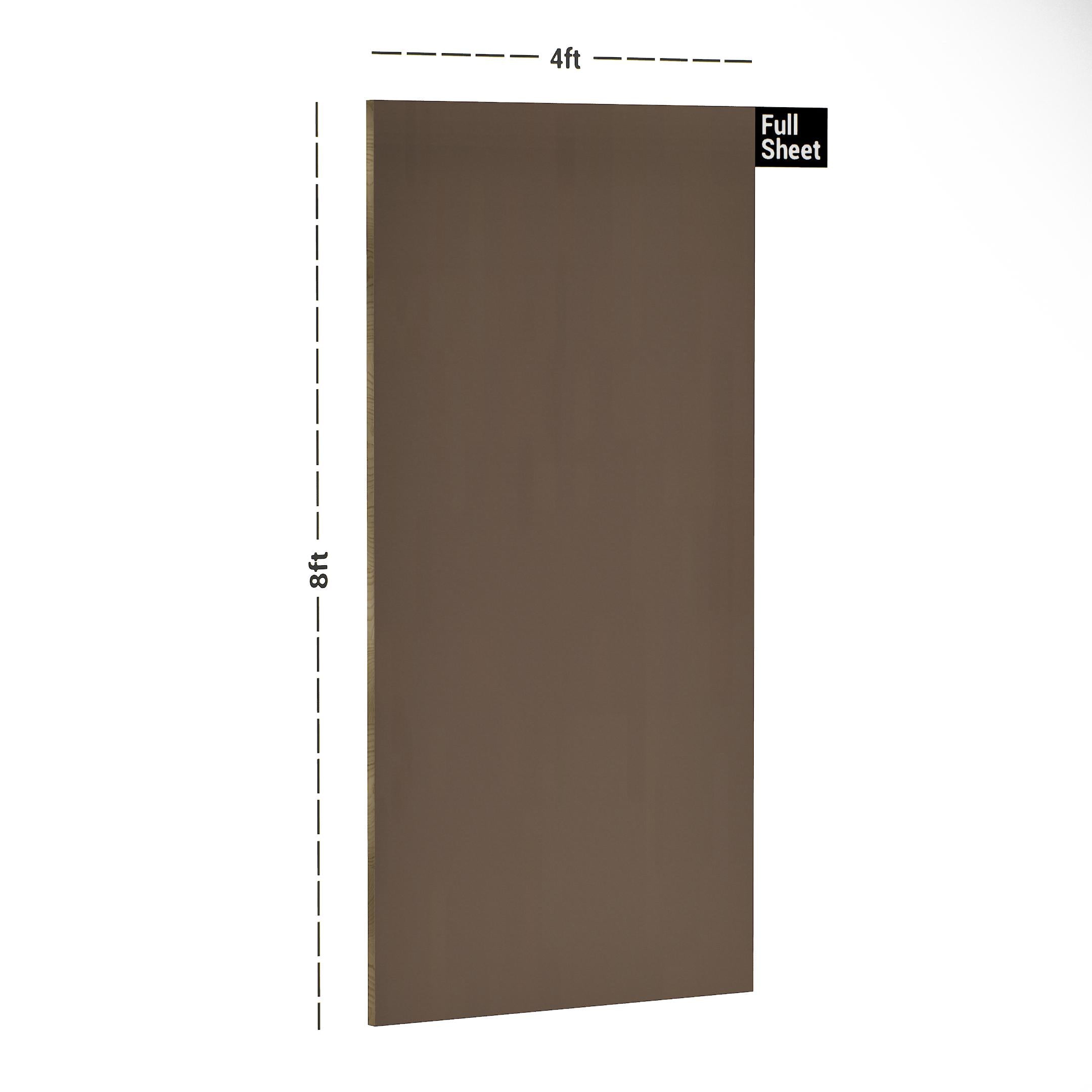 Fox Grey Plain Laminate 8x4 ft High Gloss 1 mm - 185 HG