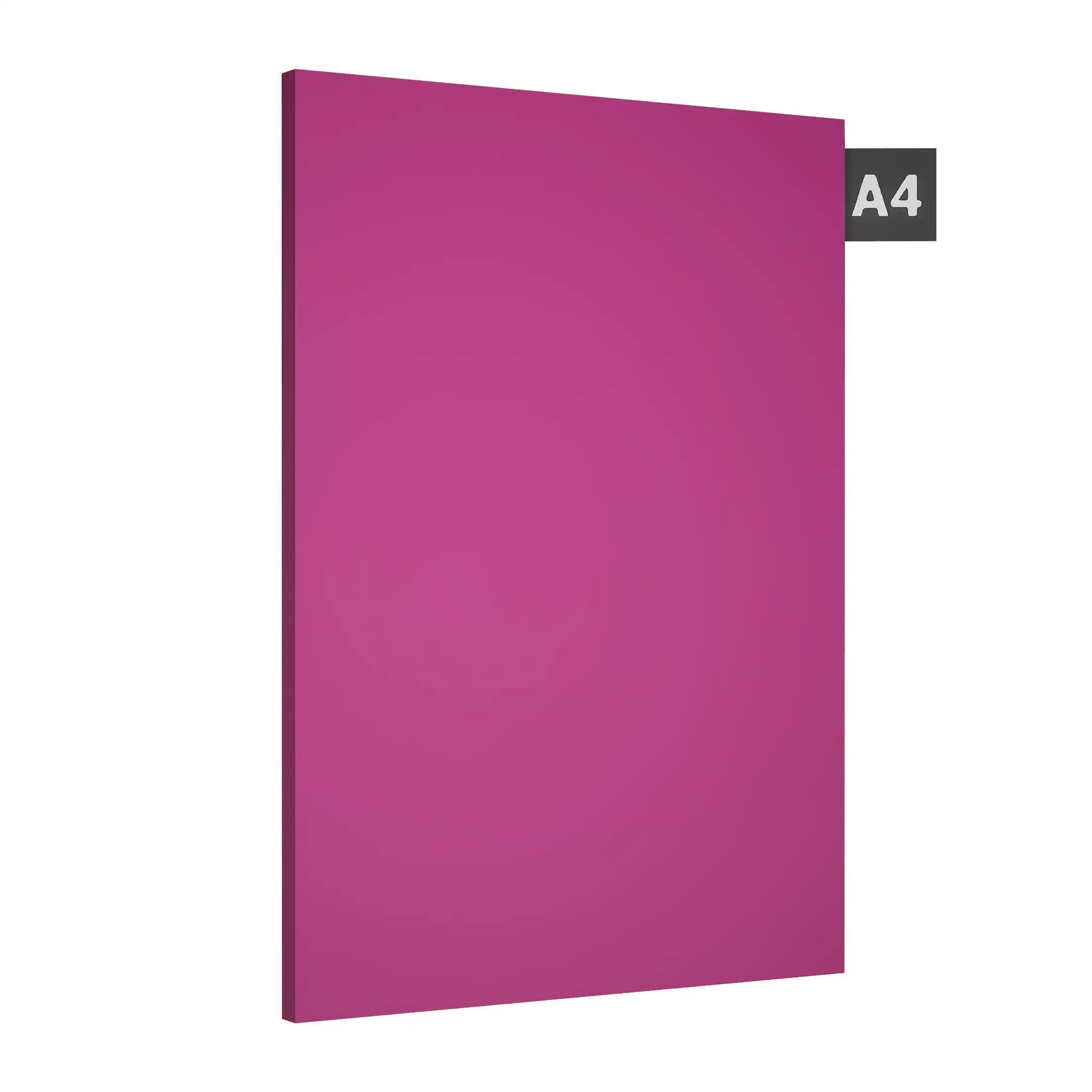 Pink laminate sheet with high gloss finish and smooth surface, plain color design, visible edge and corner details.