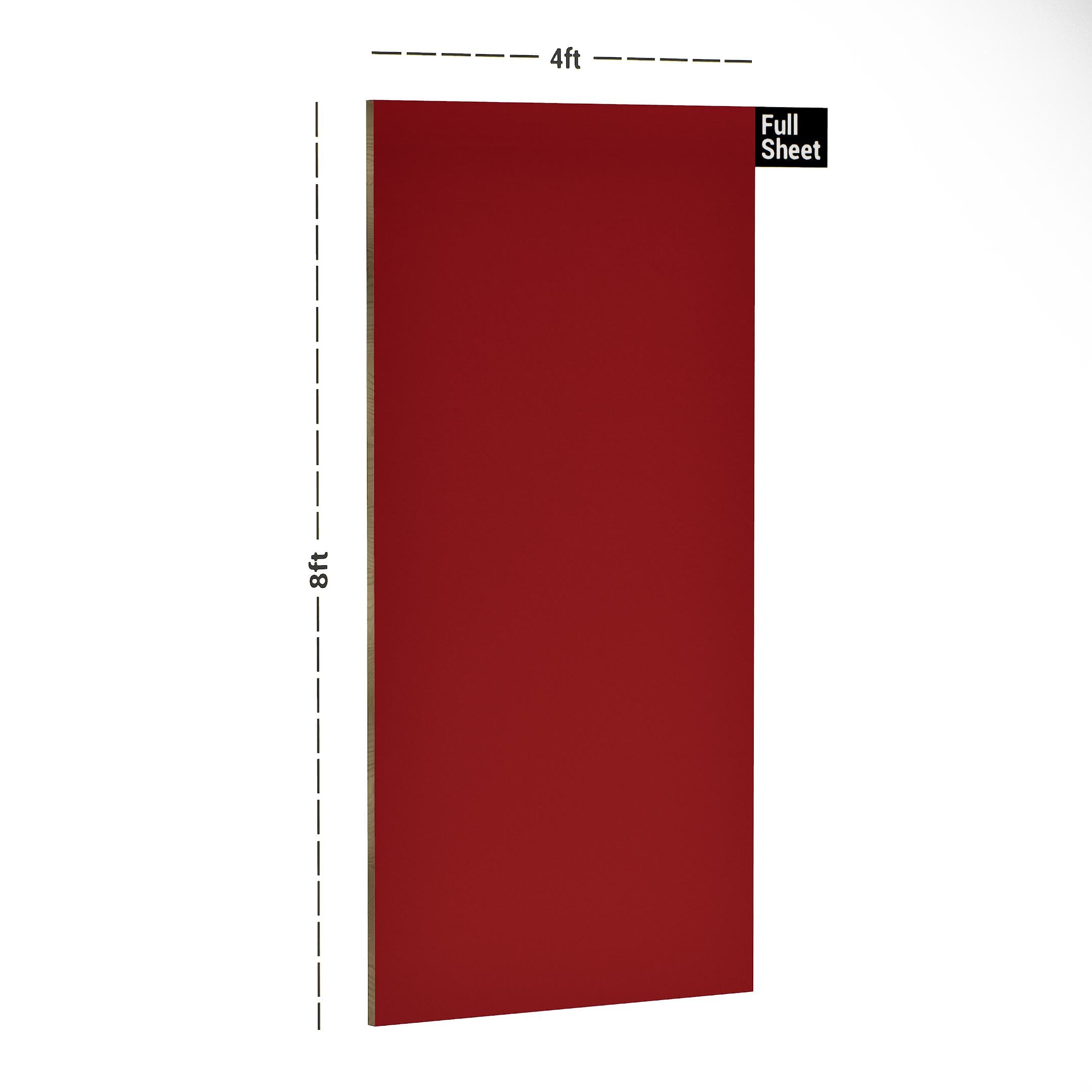 Red Plain Laminate 8x4 ft High Gloss 1 mm - 19 MR