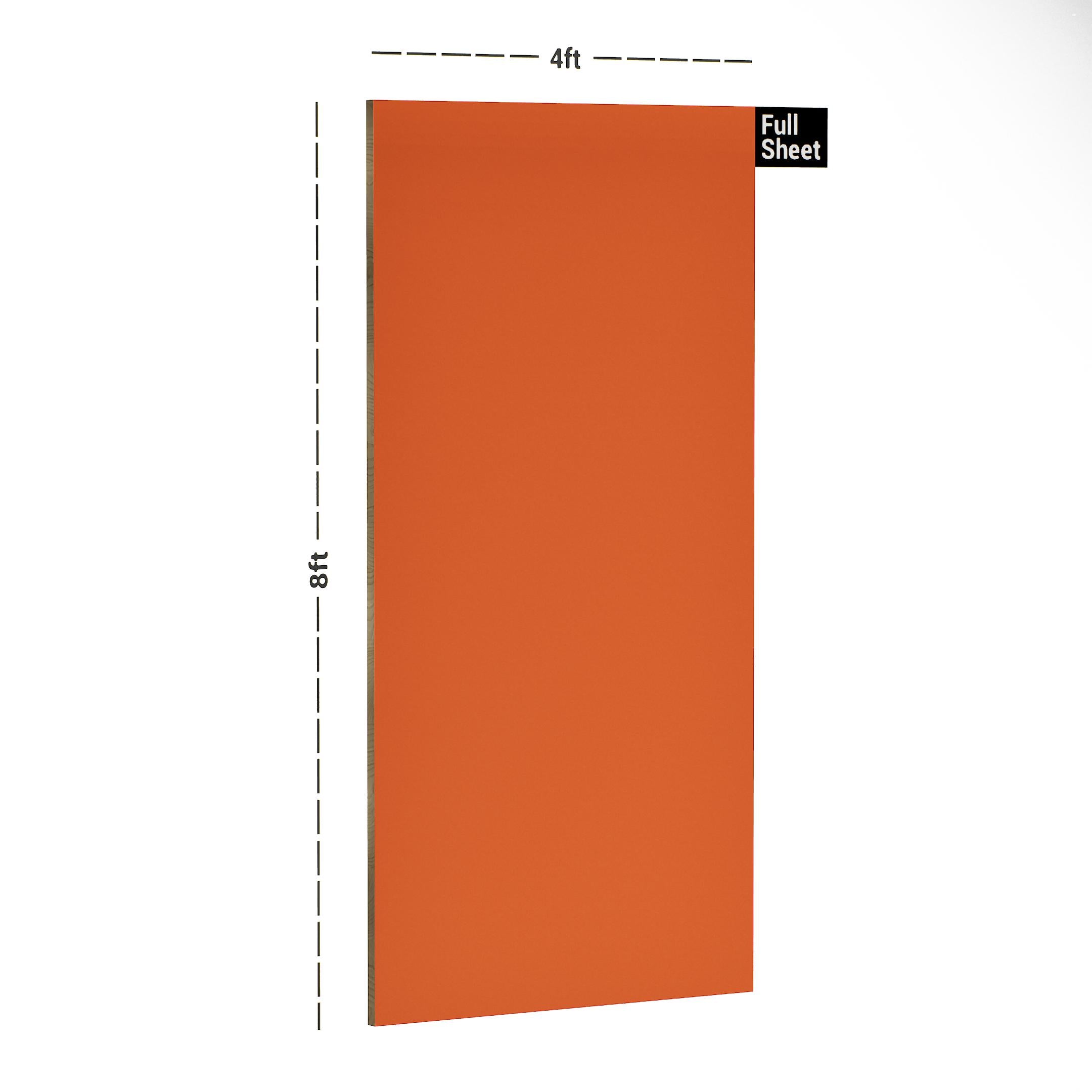 Neo Tangerine Plain Laminate 8x4 ft Suede 0.8 mm - 21414 SF
