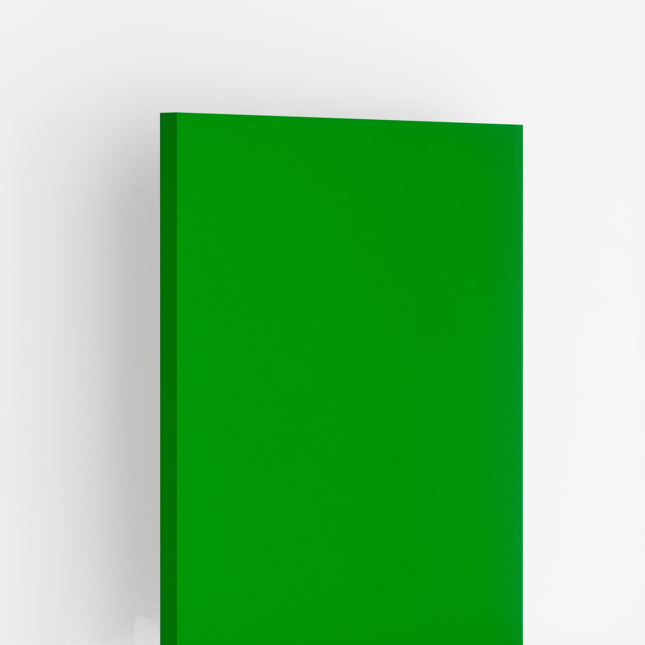 Green plain laminate with suede finish showing thickness and edge detail against a white background