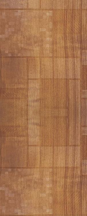 Brown wood grain laminate with textured finish and visible wood pattern and grain details
