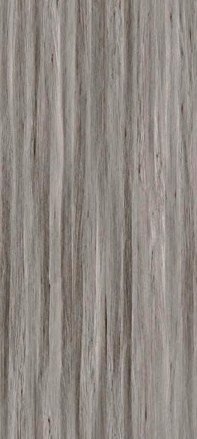Grey wood grain laminate with suede finish and vertical wood pattern texture