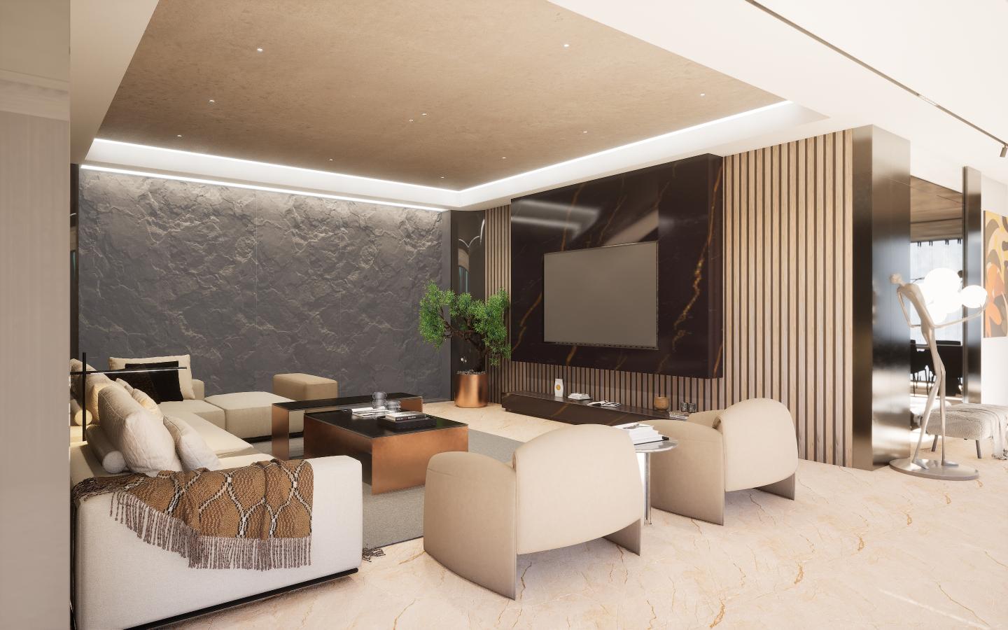 Caramel Calacatta Marble & Stone Laminate 8x4 ft High Gloss 0.8 mm - 2491 HG