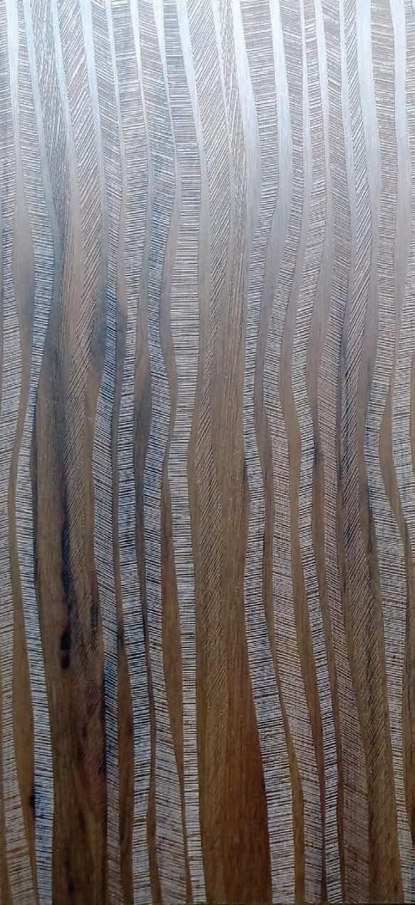 Wenge wood laminate with textured finish and wavy pattern, showing wood grain details and embossed texture.