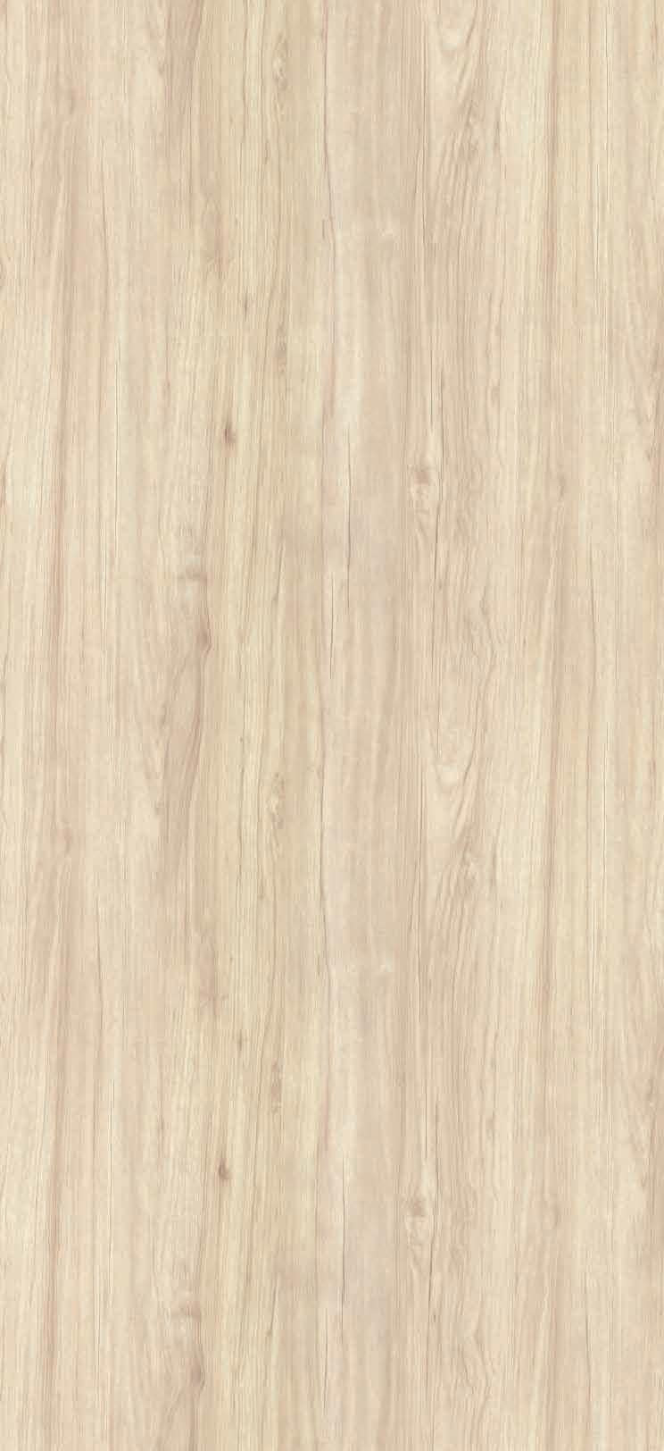 Cream wood grain laminate with textured finish and vertical wood pattern