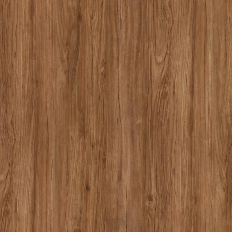Brown wood grain laminate with textured finish and vertical wood pattern.