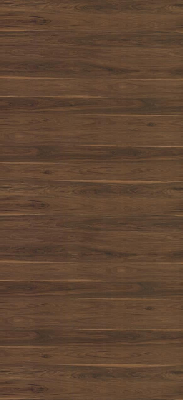 Brown wood grain laminate with textured finish and horizontal pattern, showing wood-like details and darker brown accents.
