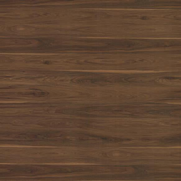 Dark brown wood laminate with textured finish and wood grain pattern, showing natural knots and texture variations.