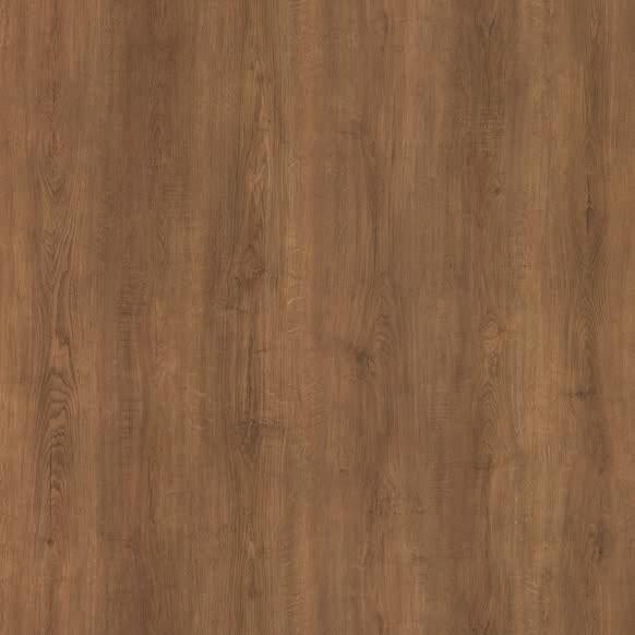 Brown wood grain laminate with textured finish and vertical wood pattern, showing natural grain details and texture