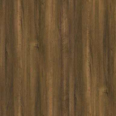 Brown wood laminate with suede finish and wood grain texture, vertical pattern, subtle sheen, and natural wood appearance.