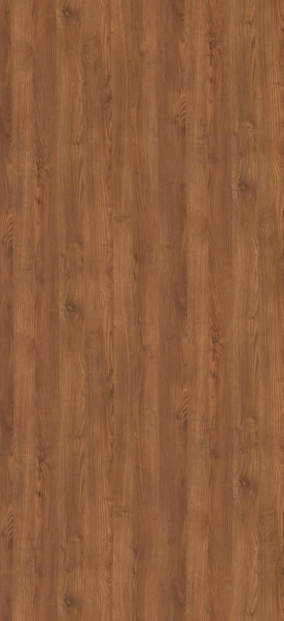 Brown wood laminate with textured finish and wood grain pattern, showing vertical lines and knots in the design.