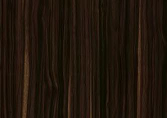 Brown wood grain laminate with textured finish and dark brown vertical stripes, showing wood pattern and texture details.