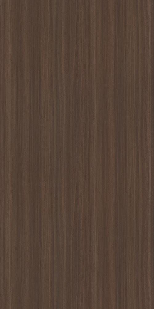 Brown wood laminate with suede finish and vertical wood grain pattern, showing subtle texture and dark brown color variation.
