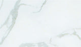 White marble laminate with glossy finish and grey veining pattern, showing detailed texture and stone-like appearance.