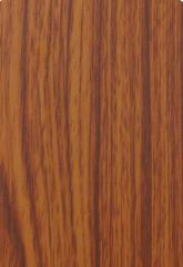 Brown wood grain laminate with suede finish, showing vertical teak wood pattern and texture