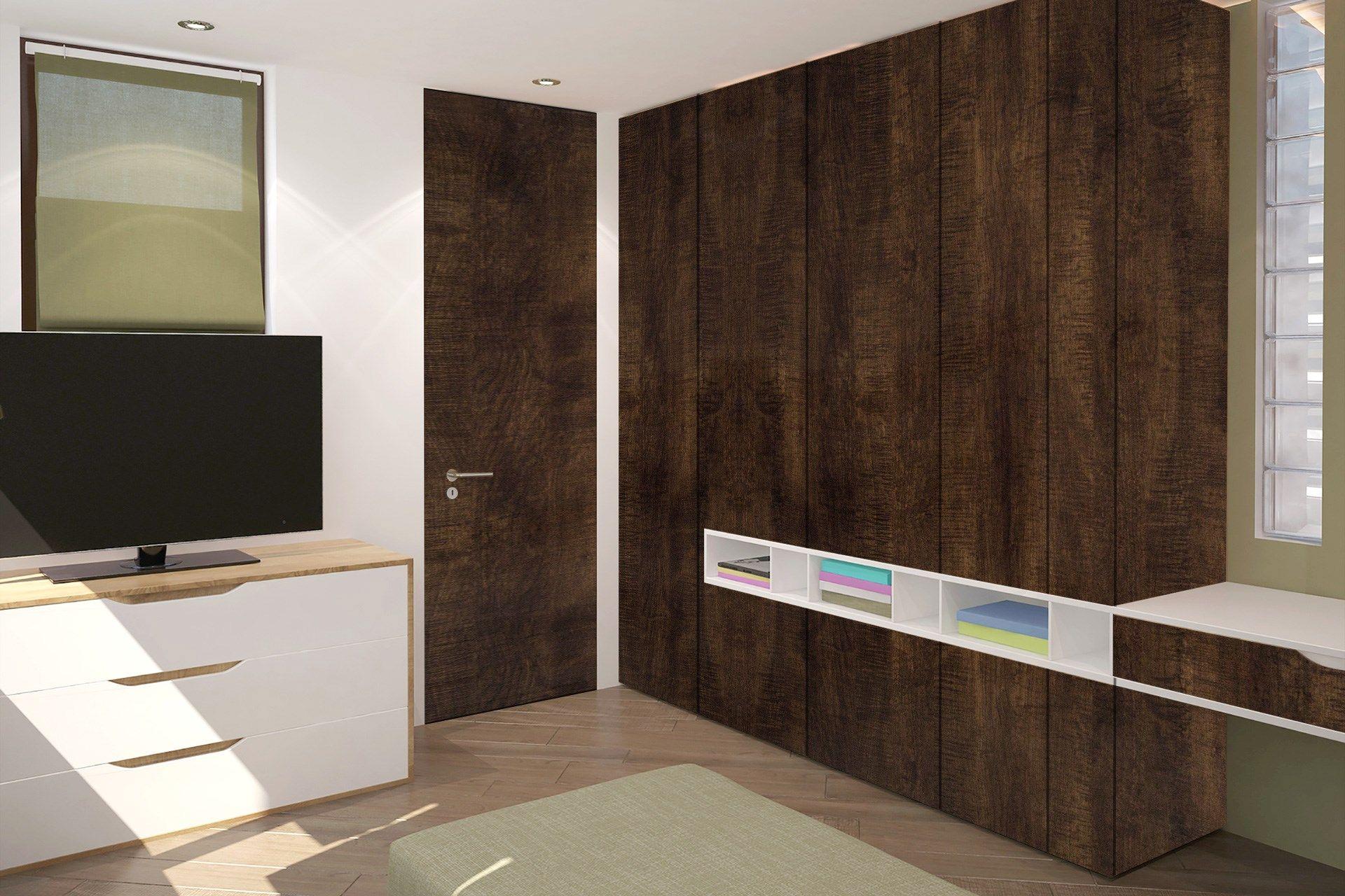 Dark Figd. Wood Laminate 8x4 ft High Gloss 1 mm - 3069 NGL