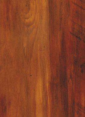 Brown wood grain laminate with textured finish and visible wood pattern and knots