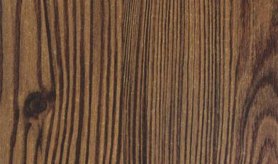 Brown wood grain laminate with textured finish and dark striations, mimicking pine wood pattern with visible wood knots.