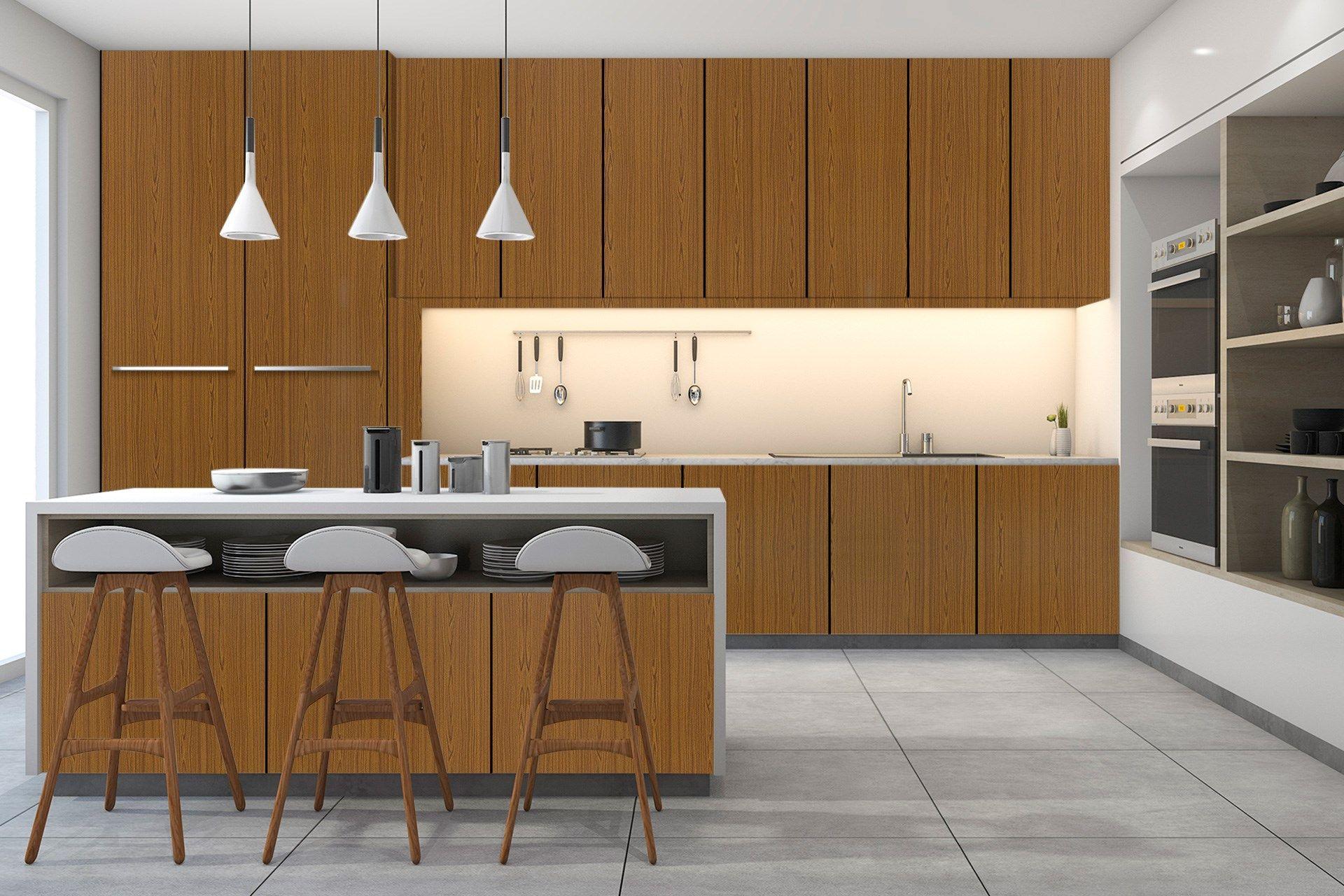 Newmika Nayana Teak 8x4 ft Suede wood laminates Brown 3151_SUD