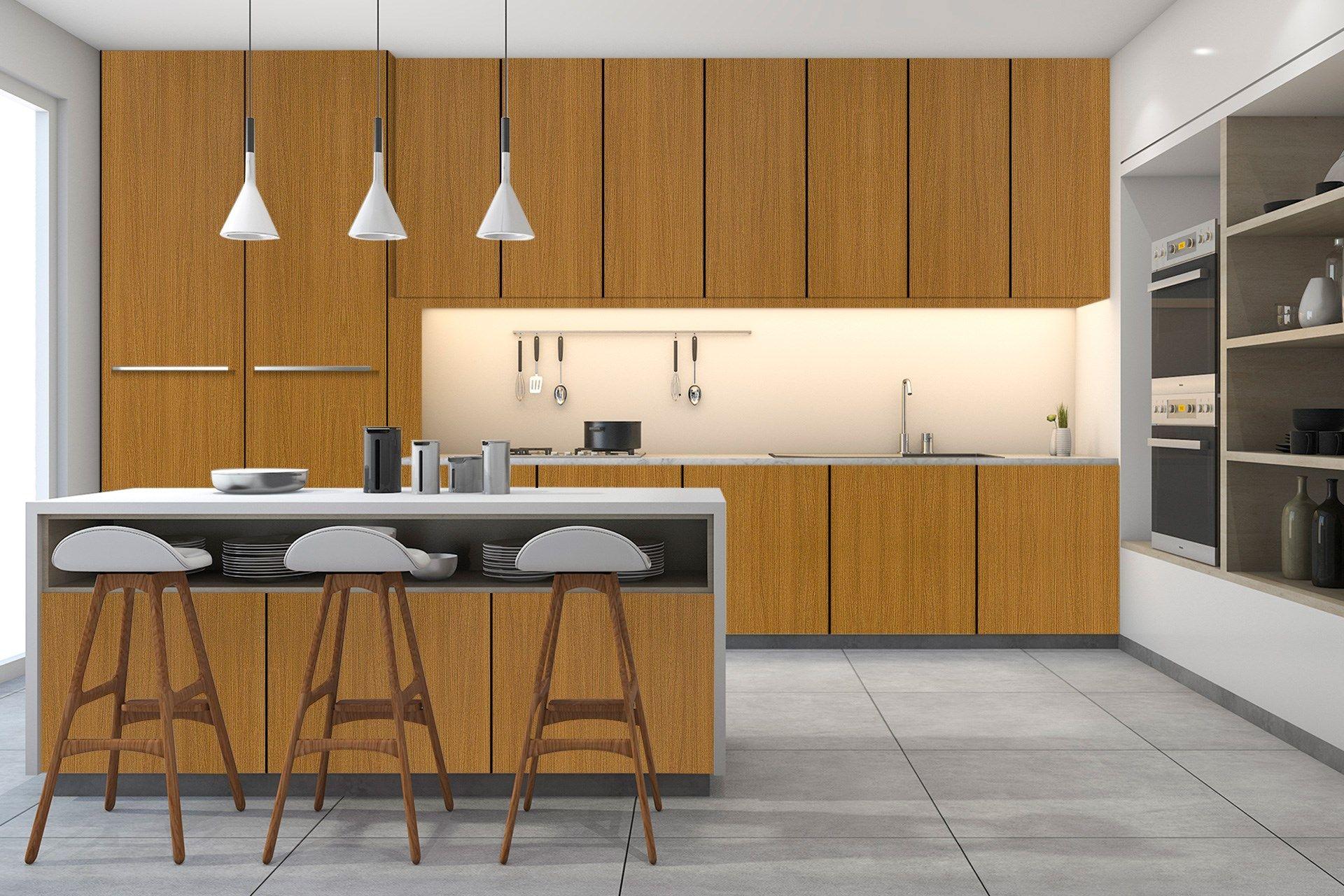Newmika Dahat Teak 8x4 ft Suede wood laminates Brown 3154_SUD