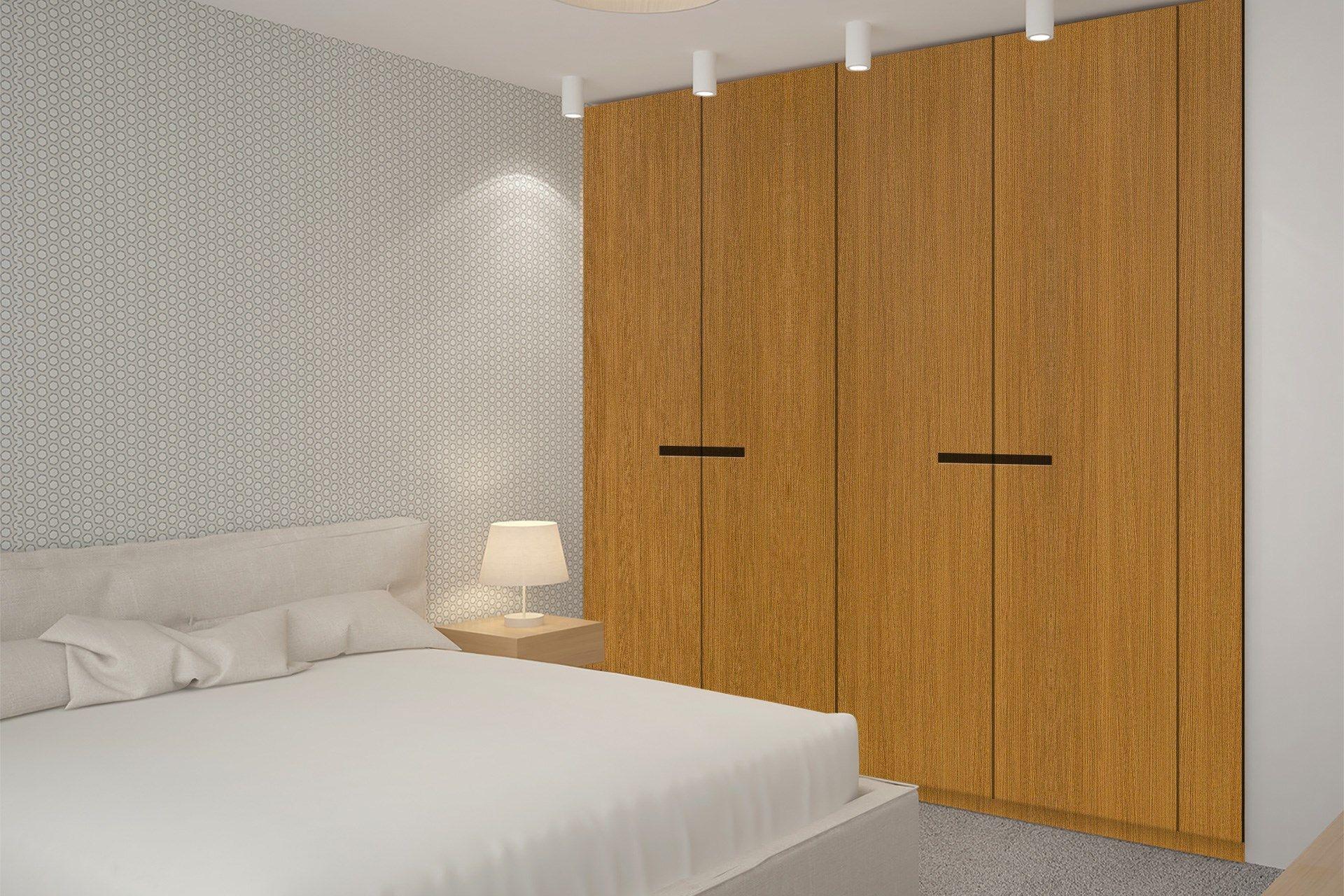 Newmika Dahat Teak 8x4 ft Suede wood laminates Brown 3154_SUD
