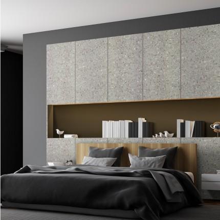 Elite Series Mirror Gloss Light Grey Terrazo Marble & Stone Laminate 8x4 ft Glossy 1 mm - 3155 MG