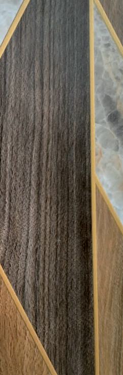 Brown wood grain laminate with textured finish and visible wood pattern, displayed with adjacent samples.