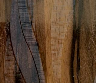 Brown wood grain laminate with textured finish and visible wood pattern and thickness edge detail.