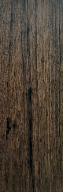 Brown wood grain laminate with suede finish, visible texture and dark streaks, wood pattern laminate sheet