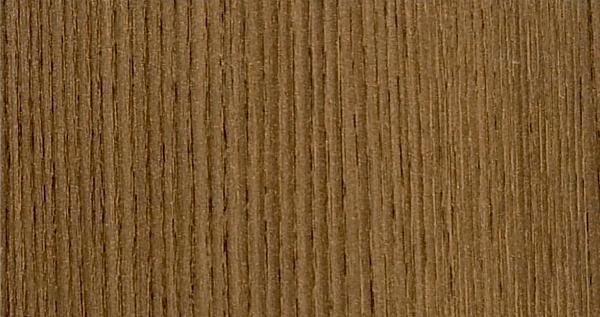 Brown wood grain laminate with textured finish and vertical grain pattern.