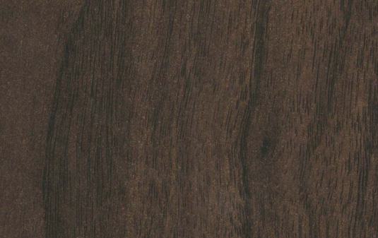 Brown wood grain laminate with textured finish and dark streaks, showing wood pattern and texture.