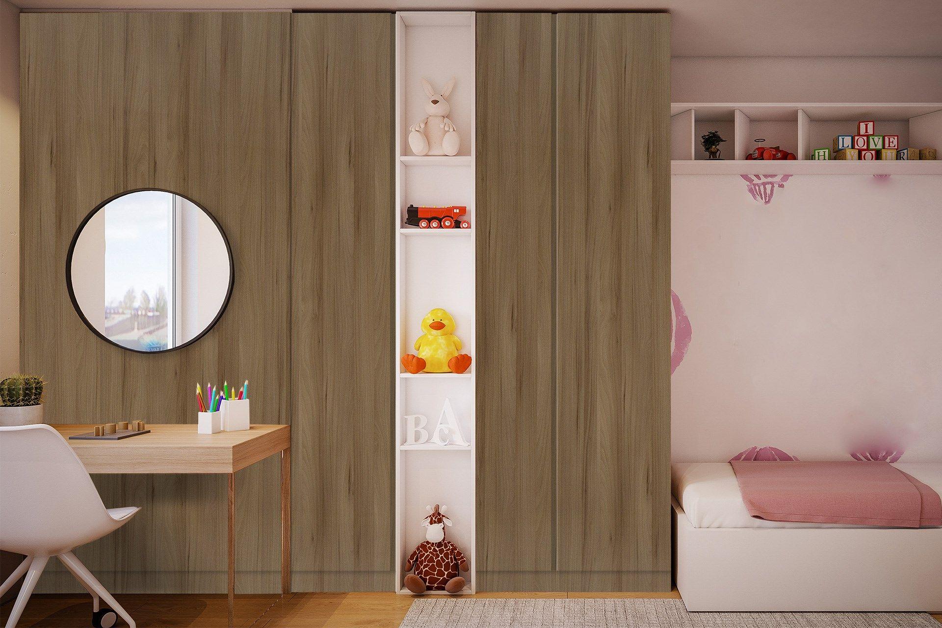 Newmika Plush Wood 8x4 ft High Gloss wood laminates Brown 3335_NGL