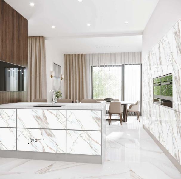 Polar Bianco Marble & Stone Laminate 8x4 ft Texture 0.95 mm - 3365 BR