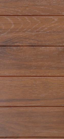 Brown wood grain laminate with textured finish and visible wood pattern and grain details in horizontal planks