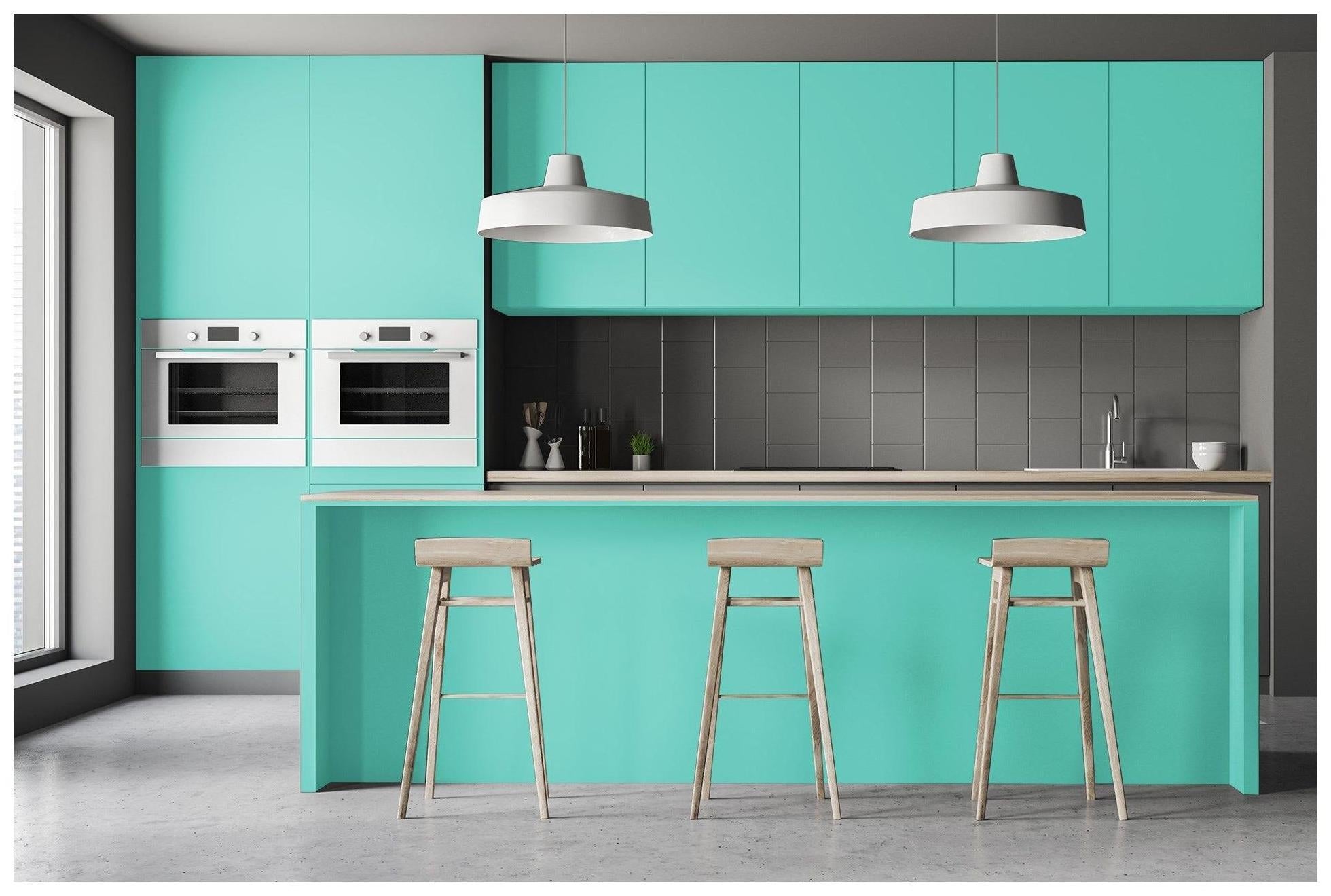 Cyan Plain Laminate 8x4 ft Suede 1 mm - 3572 SUD