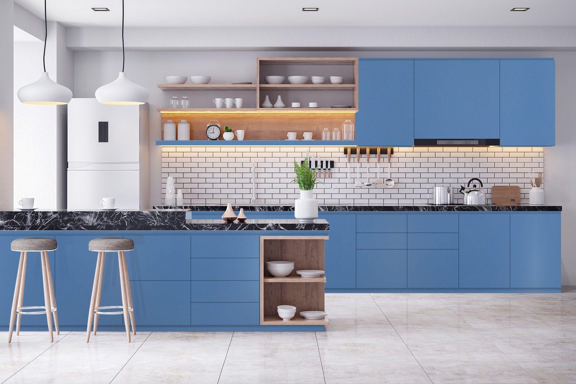 Inky Blue Plain Laminate 8x4 ft Suede 1 mm - 3593 SUD