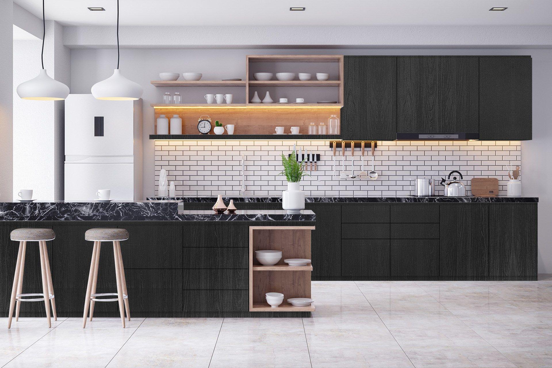 Black Wood Laminate 8x4 ft Texture 1 mm - 3646 PWD