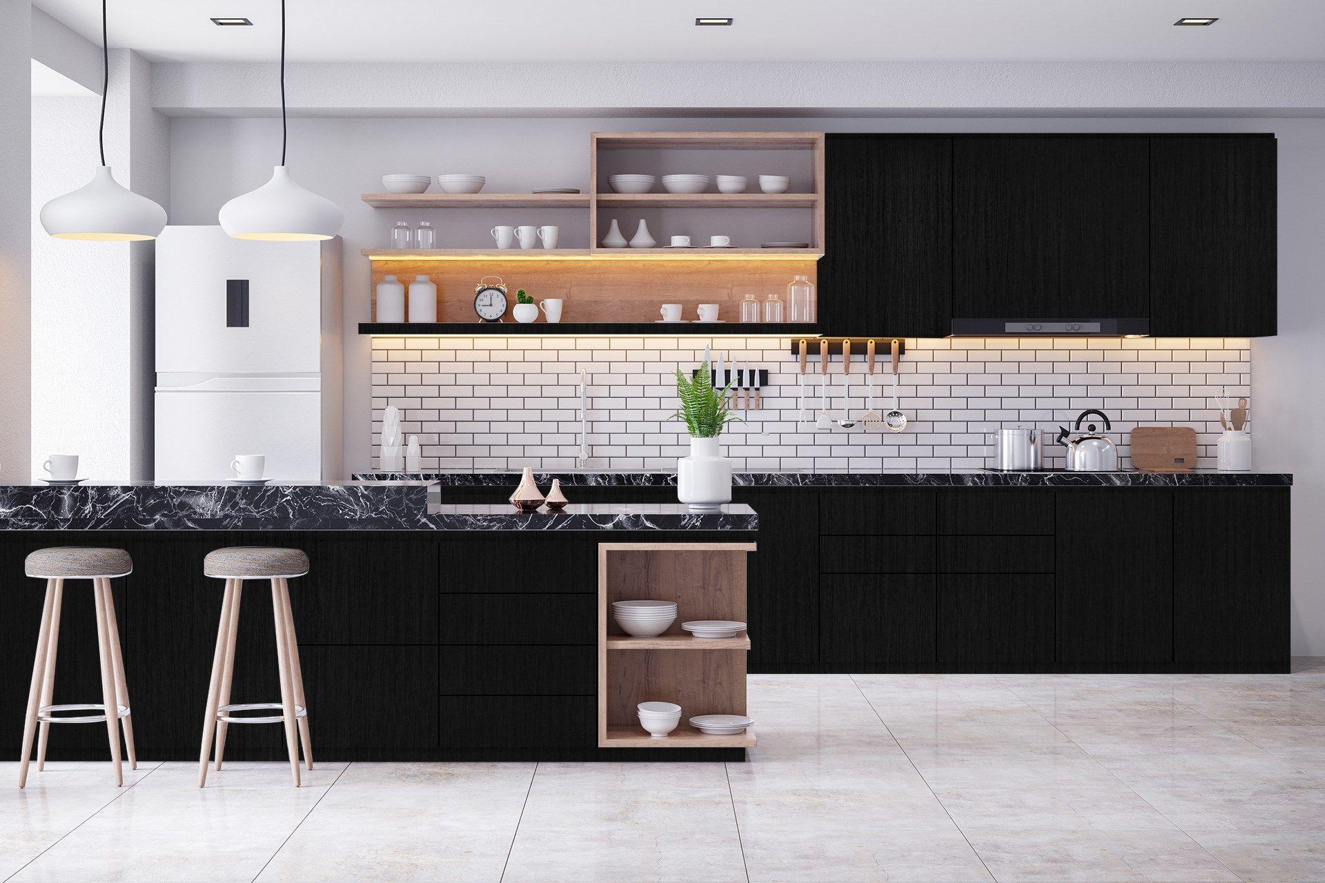 Black Marble & Stone Laminate 8x4 ft Texture 1 mm - 3646 ROK