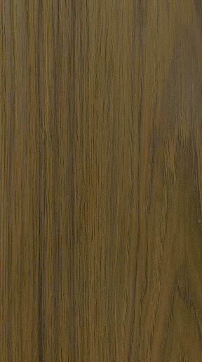 Brown wood grain decorative laminate with textured finish and vertical wood pattern